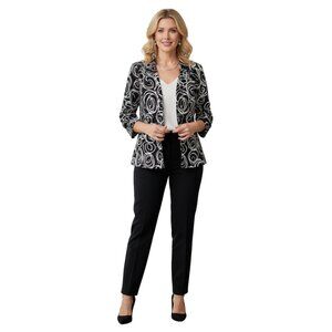 Multiples Black & White Swirl Petite-Large Blazer Jacket • Cotton Spandex